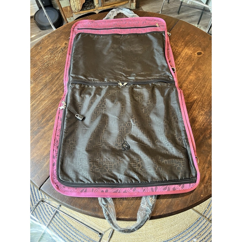 Diane Von Furstenberg DVF Pink Hearts Luggage Garment Bag Weekender Travel New - Picture 6 of 12